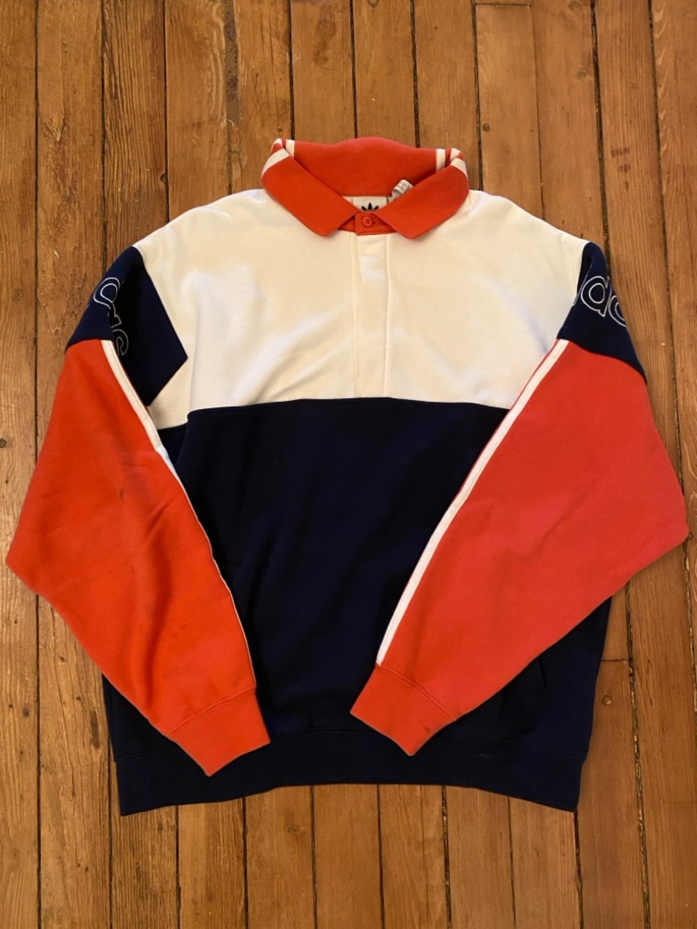 Adidas heavy cotton rugby sweater size large
